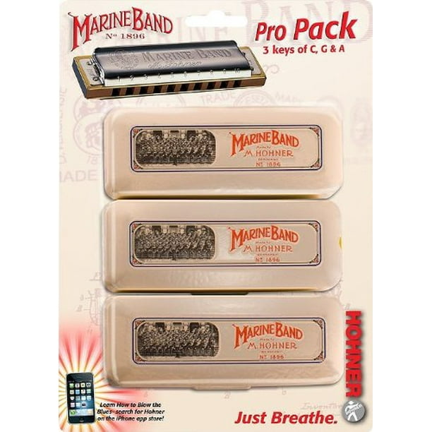 Hohner Marine Band 1896 Pro Harmonica 3Pack Keys C, G and A