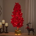 thumbnail image 3 of Northlight Pre-Lit Fiber Optic Color Changing Red Poinsettia Christmas Tree - 3', 3 of 9