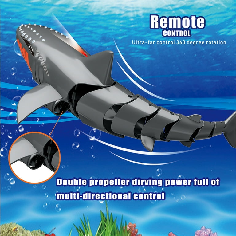 2.4G Remote Control Shark Toy 1:18 Scale High Simulation Shark Shark for  Swimming Pool Bathroom Great Gift RC Boat Toys for 5+ Year Old Boys and  Girls