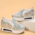 thumbnail image 5 of Womens Shoes Rhinestone Comfortable Platform Slip on Shoes Fashion Flat Hidden High Heels Non-Slip Sneakers, 5 of 5