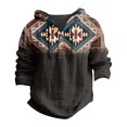 thumbnail image 5 of WTOBBY Men's Printed Cotton Linen Hooded Long Sleeve Shirt with Gradient Design for Spring and Summer Casual Daily Wear Lightweight and Breathable Pullover Top ,Black M, 5 of 5