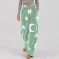 thumbnail image 4 of Zormilly Pajama Pants Women Fleece Elastic High Waisted Wide Leg Lounge Pants with Pockets Warm Plush Fuzzy Pajama Bottoms, S-3XL, 4 of 9