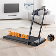 Nextay 2-in-1 Foldable Walking Treadmill with Handrails, Quiet Under Desk Treadmill for Home Office, 2.5HP Motor, Remote Control, LED Display, Black