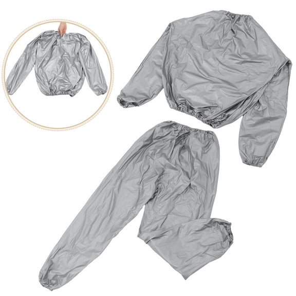 WRISTBIQUE 1Set Lightweight Silver Sauna Suit Shirt for Fat Burning and Cardio Exercise with Advanced Sweat Design