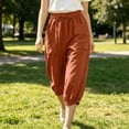 thumbnail image 4 of Maean Cotton Linen Capris Pants for Womens Drawstring Elastic Waist Drawstring Capri Pant Tapered Trousers with Pockets, 4 of 6