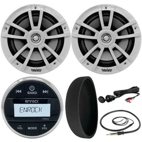 Stereo Speakers Bundle: Gauge Style Marine Boat Digital Media Bluetooth Receiver   Pair Infinity 622MW 6.5" 2-Way Water Resistant Coaxial Speakers   USB Mount   22" Radio Antenna   Protective Cover