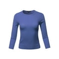 thumbnail image 1 of A2Y Women's Basic Casual Colorful 3/4 Sleeve Knit Pullover Sweator Top Viola L, 1 of 6