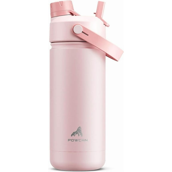 18 oz Insulated Water Bottle with 2-in-1 Straw and Spout Lid, Keep Cold 24H, Leak-Proof, Fits in Car Cup Holder, Stainless Steel Water Bottle for Sports, Travel, and School