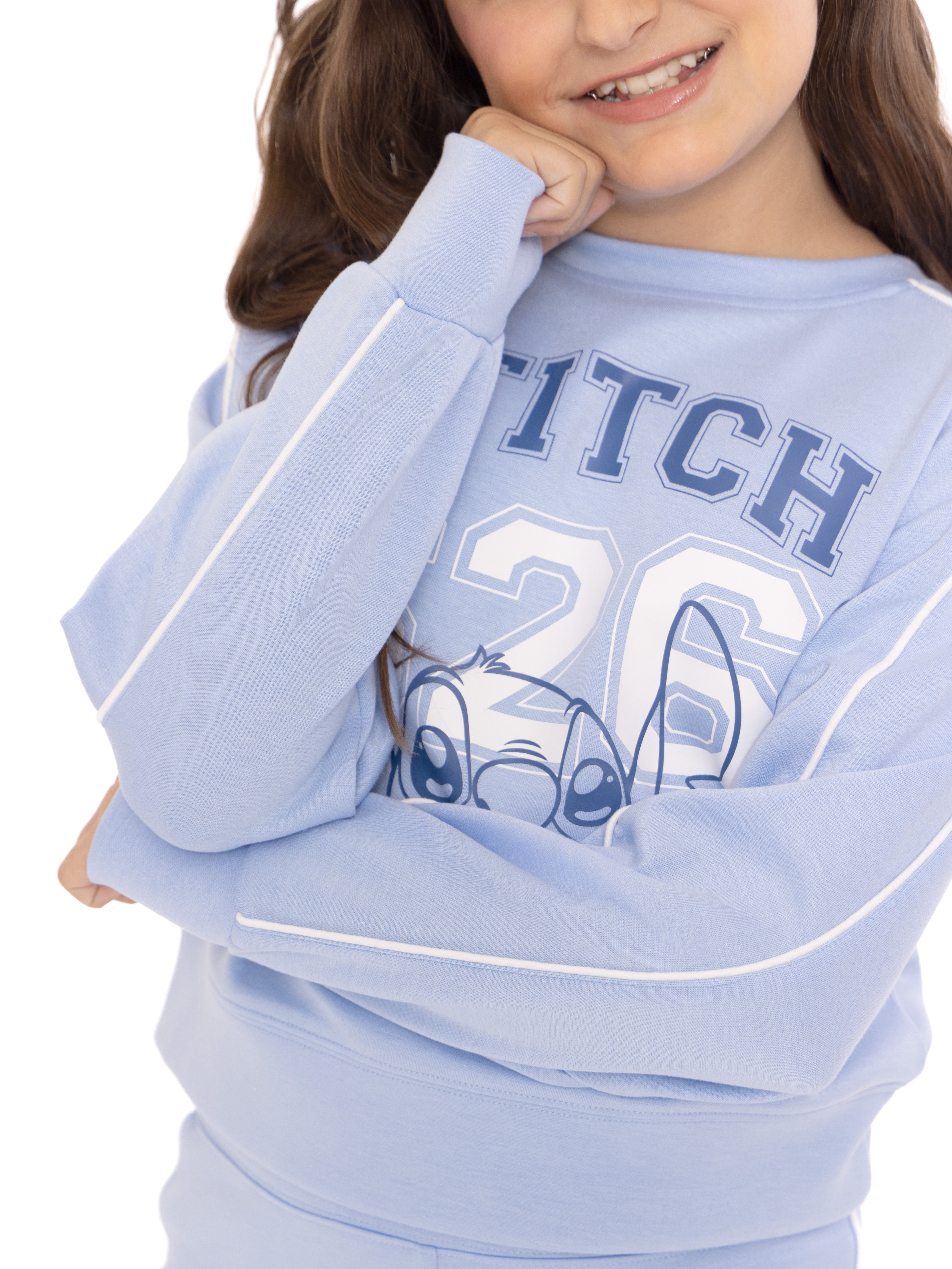 Stitch Toddler & Big Girls Active Graphic Sweatshirt with Long Sleeves, Sizes 12M-12