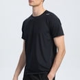 thumbnail image 6 of Men's Quick Dry Running T-Shirt With Nylon & Spandex, Crew Neck Short Sleeve Moisture Wicking Top, Solid Printed Athletic Tee for Gym Workout Fitness Reflective Casual | Zenithor,Black L, 6 of 8