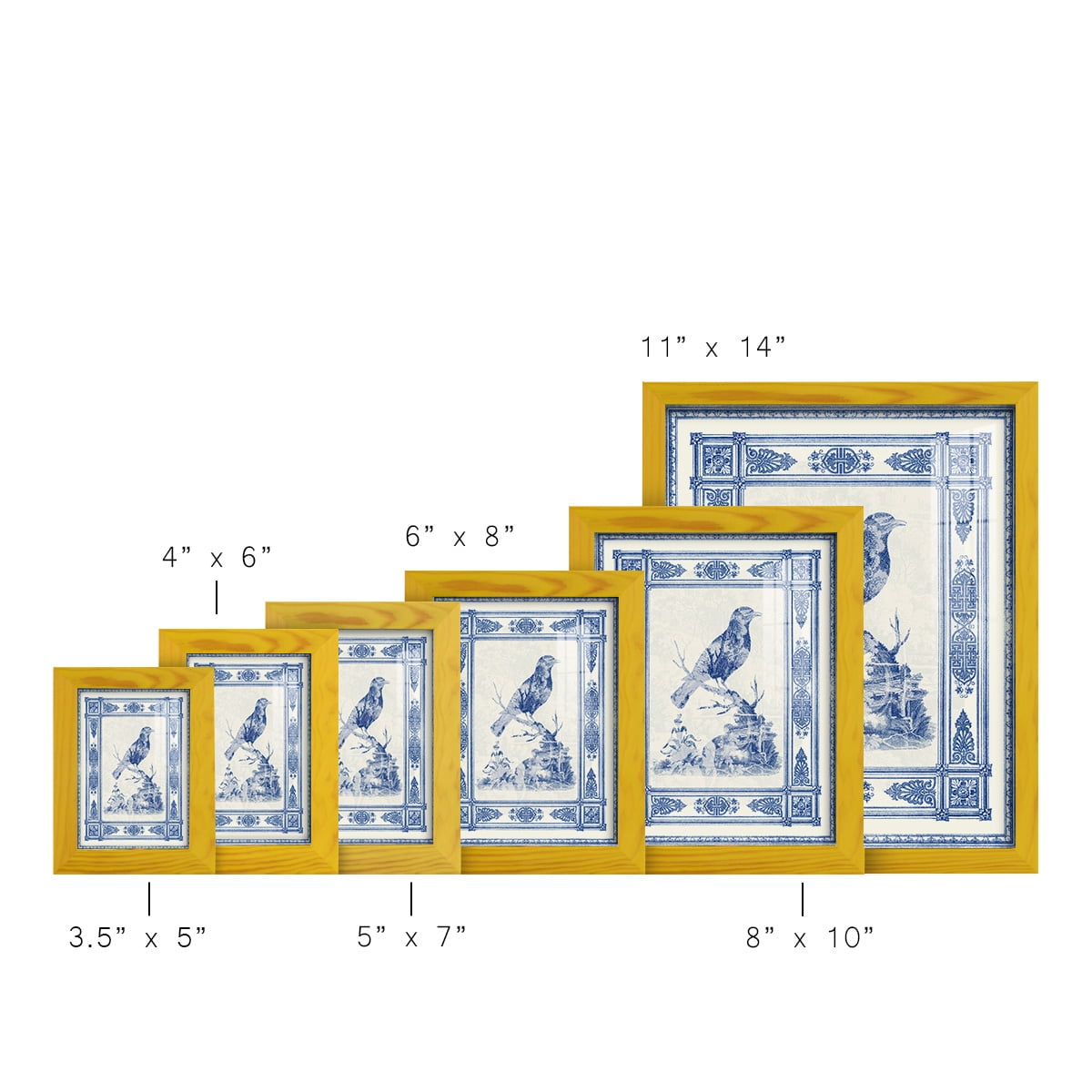 Toile de Jouy I -Framed Print w/glass-Sunflower Yellow