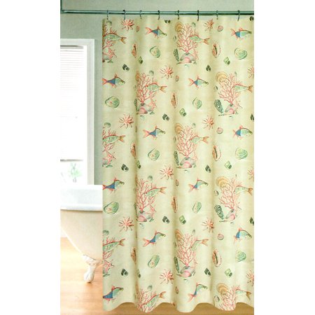 UPC 678298211899 product image for Shells & Fish Water Repellent Fabric Shower Curtain Neutral - 70x72 | upcitemdb.com