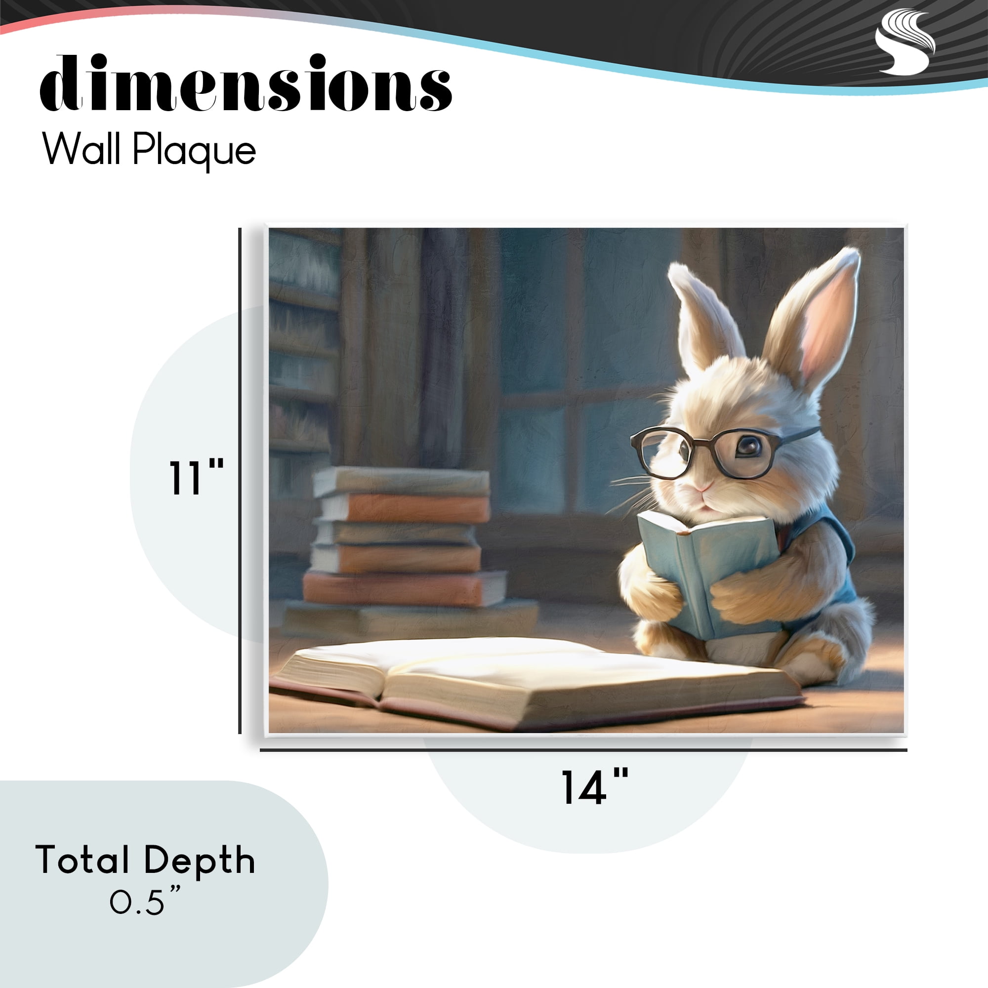Stupell Industries Bookish Bunny at Desk Wall Plaque Art, design by Kim Allen