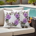 thumbnail image 5 of Purple Rose Pillow Covers 2 Pack Watercolor Flower Pillowcase Waterproof Outdoor Throw Pillow Cover for Patio Garden Square Cushion 18”x18”, 5 of 9