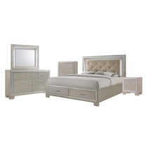 Pemberly Row Contemporary Engineered Wood 5 Piece Queen Storage Bedroom Set