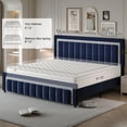 thumbnail image 5 of 4 EVER WINNER King Bed Frame with Headboard, Velvet Upholstered Platform Bed Frame King Size with Diamond Headboard & Footboard, Wooden Slats Support, No Box Spring Required, Easy Assembly, Blue, 5 of 9