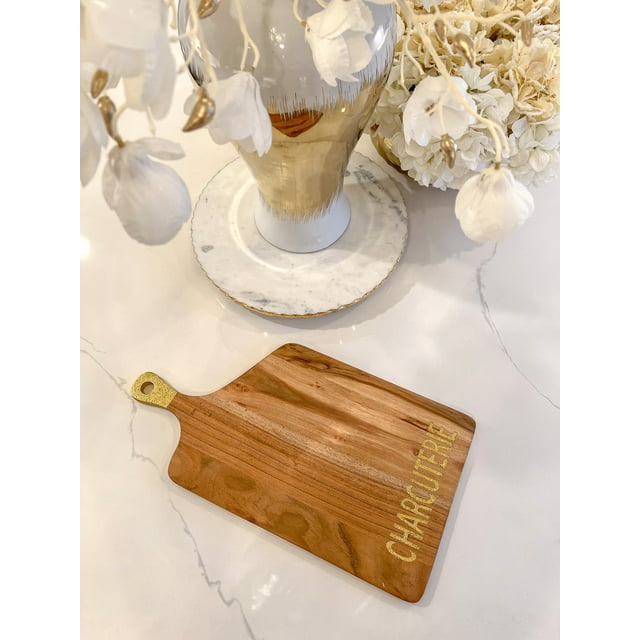 Inspire Me! Home Decor Wood Charcuterie Board with Gold Handle
