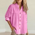 thumbnail image 6 of Njagoc3 Linen Button down Shirt Women Summer Fall Fashion Long Sleeve Cotton Gauze Tops Dressy Casual Work Blouse, 6 of 6