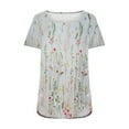 thumbnail image 4 of Tunic Tops for Women ,Square Neck Shirt Floral Print Summer Elegant Going Out Side Split Button Casual Loose Short Sleeve Ladies Blouses T Shirts Long Length Tunic Tops for Leggings, 4 of 5