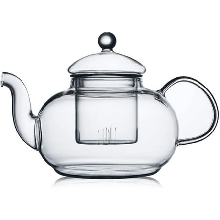 

CnGlass Glass Teapot Stovetop Safe Clear Teapot with Removable Infuser 20.3 oz Loose Leaf and Blooming Tea Maker
