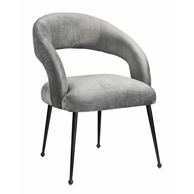 TOV Furniture TOV-D6189 Rocco Slub Dining Chair - Grey & Black - 33 x 23.6 x 25.6 in.