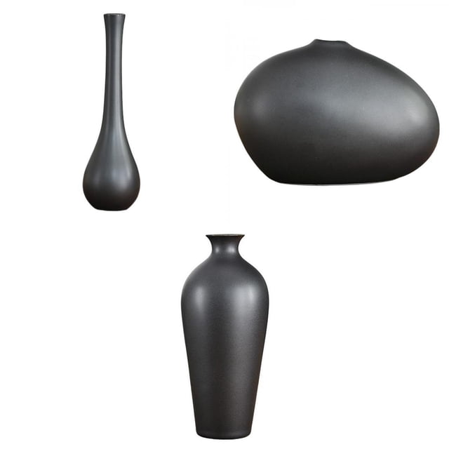 Florero De Cerámica Escultura De Jarrones De Escritorio De Oficina 22x6cm+Florero De Cerámica Escultura De Jarrones De Escritorio De Oficina 8x12cm+Florero De Baoblaze none