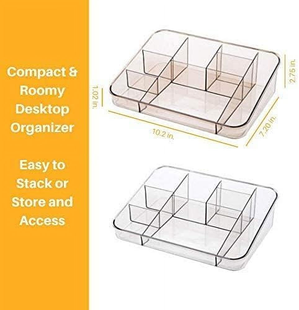 SUNFICON Makeup Organizer Tray Brush Holder Cosmetic Display Case Storage Box for Vanity Countertop Bathroom Drawers, 8 Compartments, Crystal Clear Acrylic - image 5 of 9