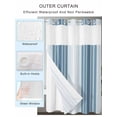 thumbnail image 2 of No Hook Cloth Fabric Shower Curtain with Snap in Liner, Blue Ombre Stripe Waterproof Shower Curtains Set with See Through Top Window, Farmhouse Simple Striped Bath Curtains Shower 72"x78", 2 of 6