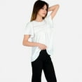 thumbnail image 3 of Women's Lace Yoke Short Sleeve Blouse with Pleated Front - X Large, White, 3 of 7