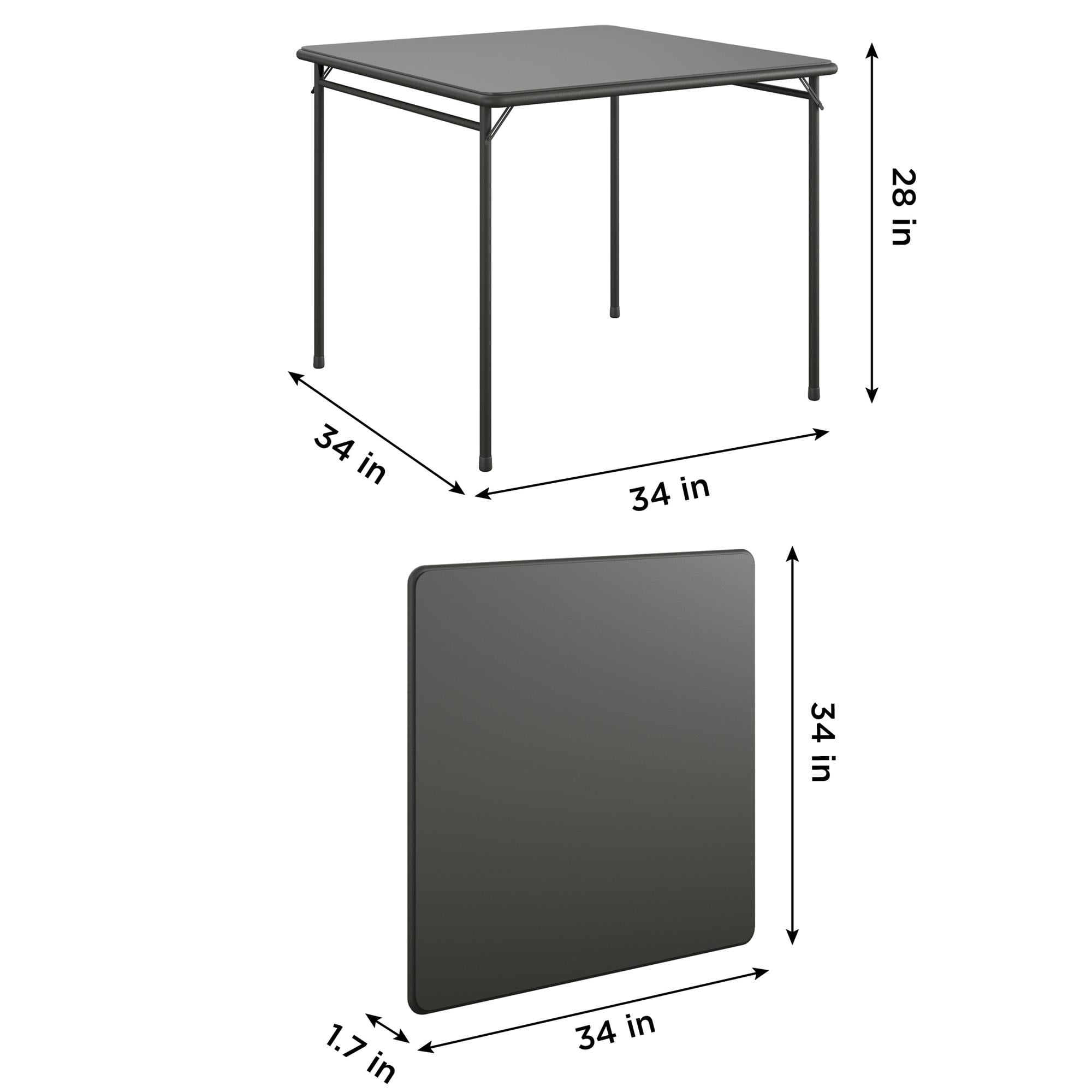 COSCO 34" Square Vinyl Top Folding Card Table, Black, Indoor, Compact Storage