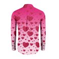 thumbnail image 3 of Fgvctg Valentine's Day Button Up Shirt Men Long Sleeve Button Down Cotton Shirts Collared Romantic Blouses Date Day Love Heart Print Plus Size Business Casual Tops Hot Pink M, 3 of 4