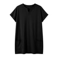 thumbnail image 5 of Otntypg Oversized Tunic Shirts for Women Casual Summer Short Sleeve V Neck Plain Tees Shirt Tops Loose Fit Baggy Long Tshirt Blouse with Pockets Black XXL, 5 of 6