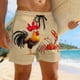 thumbnail image 4 of Ceisia Men's Khaki Cartoon Rooster & Crab Print Beach Shorts 4-Way Stretch Drawstring Swim Trunks Gifts, 4 of 8