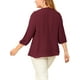 thumbnail image 5 of Plus Size Chiffon Top for Women Round Neck Tie Front Ruffle Work Blouse Top Wine Red 3X, 5 of 7