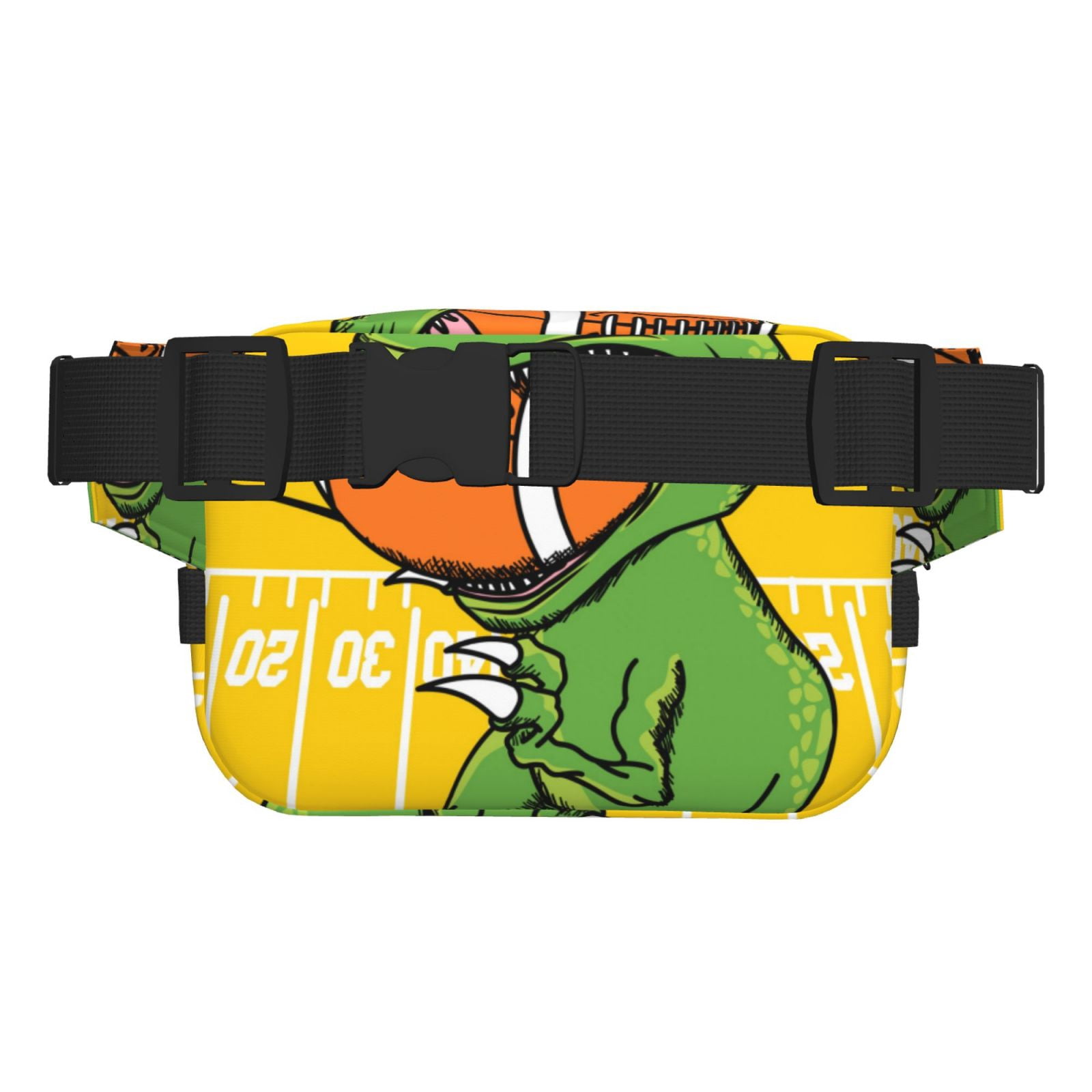 Picia T-Rex Playing Football Print Square Double-Layer Waist Bag Mini Adjustable Waist Belt Bag Exercise Running Travel Hiking