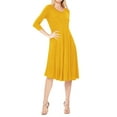 thumbnail image 2 of Women's Casual Loose Fit 3/4 Sleeve Round Neck Jersey Knit A-Line Comfy Solid Midi Dress, 2 of 4