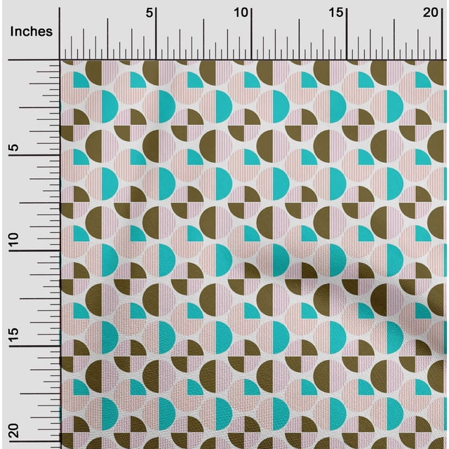 oneOone Organic Cotton Poplin Twill Fabric Circle Geometric Print Fabric BTY 42 Inch Wide