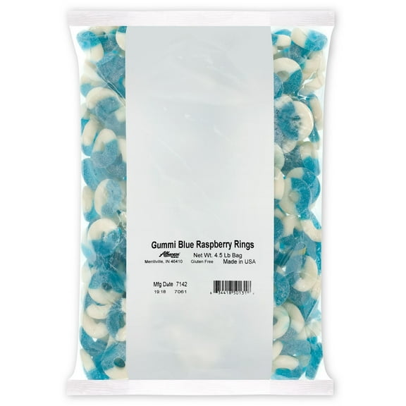 Gummi Blue Raspberry Rings Bulk Candy, 4.5 Lb