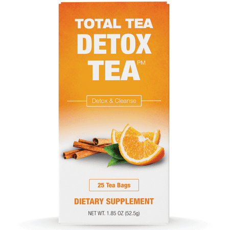 Total Tea Gentle Detox Tea & Colon Cleanse: 25 Herbal Tea Bags | Constipation Support & Weight Loss Tea | Fast Toxin Relief | Natural Appetite Suppressant | Caffeine Free | Slimming
