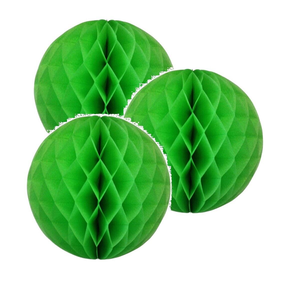 3x Green 8" Round Tissue Paper Lantern Balls Pom Poms Wedding