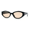 thumbnail image 4 of Womens Mod Oval Beveled Plastic Angular Fashion Sunglasses Black - Light Beige, 4 of 8