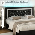 thumbnail image 5 of SIBEDS Queen Upholstered Bed Frame with Adjustable Headboard and LED Lights, Black PU Tufted Diamond Button, No Box Spring Needed, Noise Free, 5 of 9
