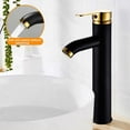 thumbnail image 1 of Grifo de maquillaje para baño, negro mate, grifo de maquillaje de una mano, boca alta, grifo de maquillaje, orificio único, negro y dorado, 1 of 5