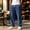 Dark Blue, variant on Mens Jeans Washed Denim Wide Leg Trousers Drawstring Elastic Waist Straight Leg Pants Loose Fit Casual Denim Pants