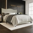 thumbnail image 2 of Home Design Anderson Twin Upholstered Panel Bed with Tufted Wingback Headboard and Foam Cushioning, Warm Gray, Easy Assembly, 2 of 6