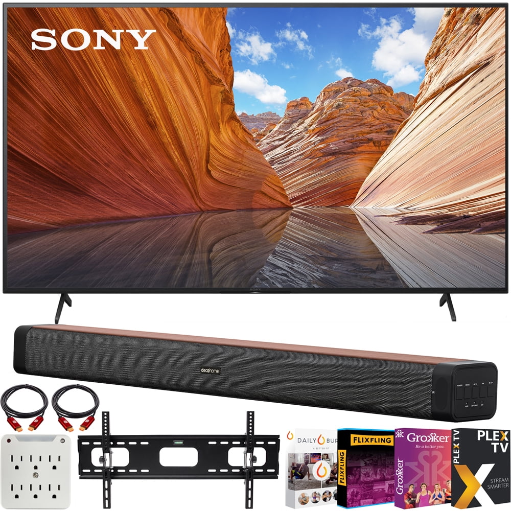 Sony KD50X80J 50" X80J 4K Ultra HD LED Smart TV (2021 Model) Bundle with Deco Home 60W 2.0 Channel Soundbar w/subwoofer + Wall Mount Kit + Premiere Movies Streaming 2020 + 6-Outlet Surge Adapter