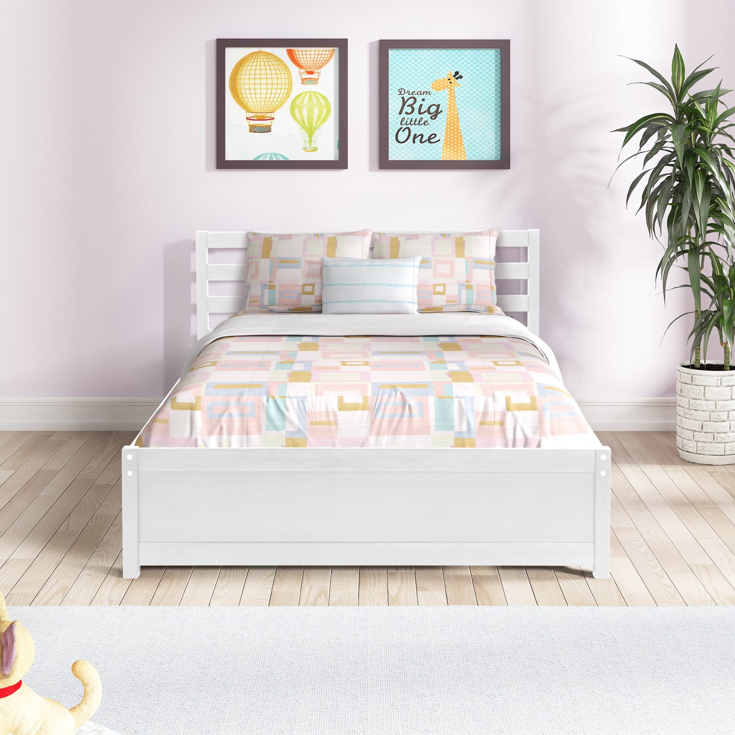 Full Size Bed Frame with 4 Storage Drawers, Solid Wood Bed with Headboard  and Slat Supports, No Box Spring Needed (White) - Walmart.com
