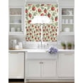 thumbnail image 3 of Red Strawberry Swag Kitchen Curtains Sets for Windows 24 Inch Length, Summer Fruits Farmhouse Leaves Flower Pastoral Short Window Curtain Swags Valances and Tiers 3 Piece Set for Cafe/Dining Room, 3 of 5