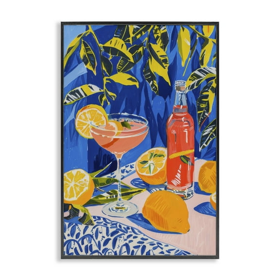 Stupell Industries Citrus Cocktail Still Life Food & Beverage Painting Black Framed Art Print Wall Art, 12 x 18