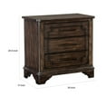 thumbnail image 5 of Benjara BM314551 30 in. Amey Nightstand, 3 Drawers with Bar Handles - Wood - Rustic Brown & Bronze, 5 of 6